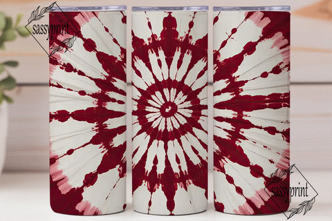 Red White Tie Dye Spiral Tumbler Wrap Sublimation sassyprint 