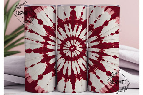 Red White Tie Dye Spiral Tumbler Wrap Sublimation sassyprint 