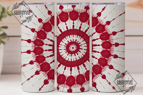 Red White Tie Dye Spiral Tumbler Wrap Sublimation sassyprint 