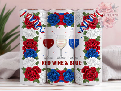 Red Wine Blue USA 20oz Tumbler, Patriotic Glasses, Stars And Stripes, Celebratory Design, Fourth Of July, Skinny Tumbler, Sublimation PNG Sublimation Li Zamperini 