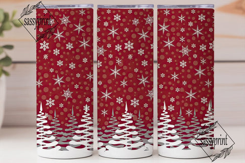 Red Winter Forest Snowflakes Tumbler Sublimation sassyprint 