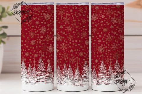 Red Winter Forest Snowflakes Tumbler Sublimation sassyprint 