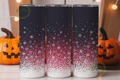 Red Winter Snowflakes 20oz Tumbler Wrap Sublimation PixelChick 