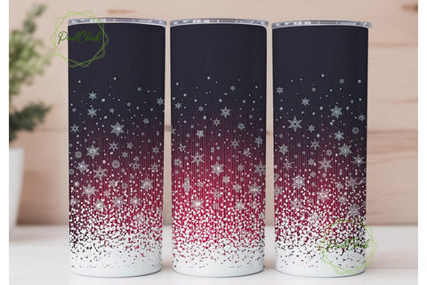 Red Winter Snowflakes 20oz Tumbler Wrap Sublimation PixelChick 