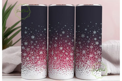 Red Winter Snowflakes 20oz Tumbler Wrap Sublimation PixelChick 