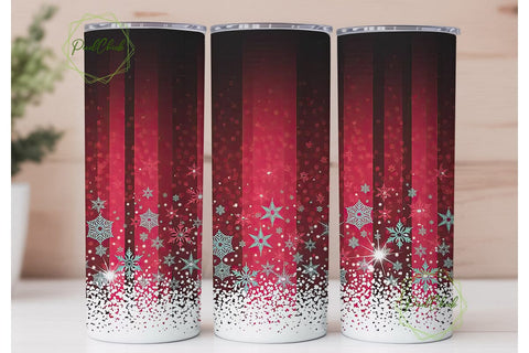 Red Winter Snowflakes 20oz Tumbler Wrap Sublimation PixelChick 