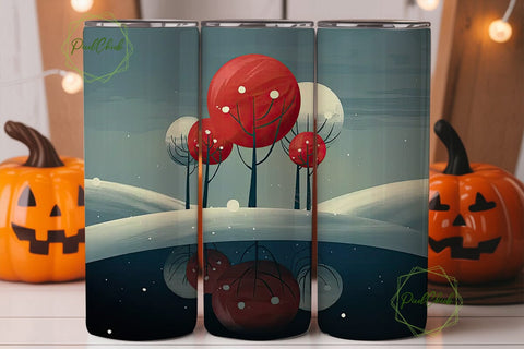 Red Winter Trees 20oz Tumbler Wrap Sublimation PixelChick 