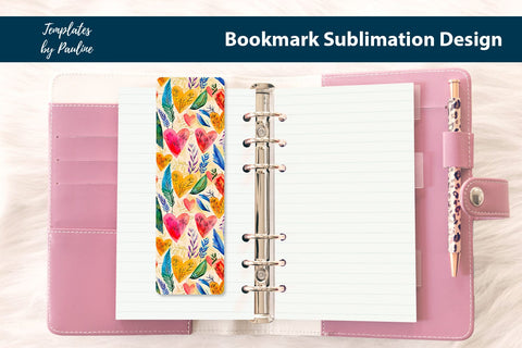 Red Yellow Heart Printable Bookmark Sublimation Sublimation Templates by Pauline 
