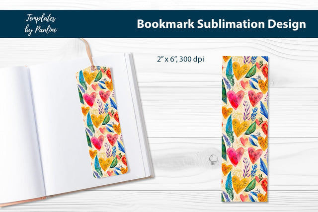 Red Yellow Heart Printable Bookmark Sublimation Sublimation Templates by Pauline 