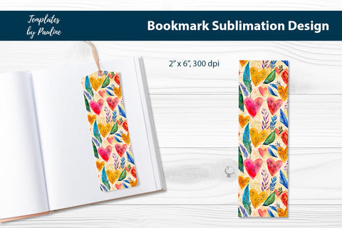 Red Yellow Heart Printable Bookmark Sublimation Sublimation Templates by Pauline 