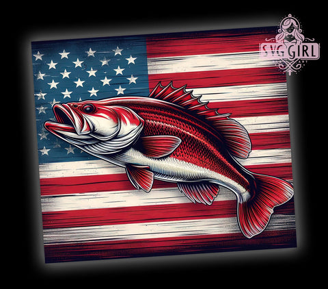 Redfish Tumbler, Fishing Design, 20oz Skinny Tumbler, Patriotic Wrap, Vintage Flag Tumbler, Sublimation PNG, Fishing Gift Sublimation SvggirlplusArt 