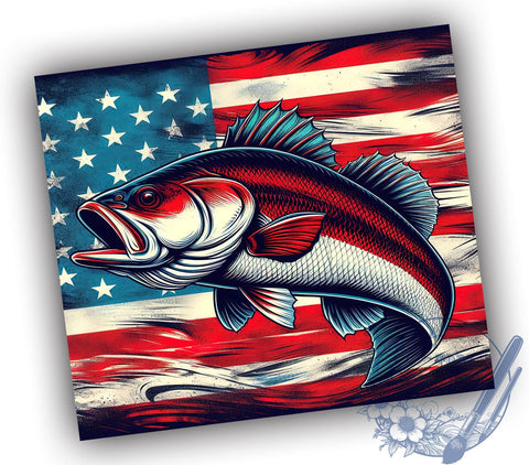 Redfish Tumbler Wrap, Patriotic Fishing Tumbler, Vintage Flag Design, 20oz Skinny Tumbler, Sublimation PNG, Fishing Gift, Americana Drinkware Sublimation ToriDesigns 