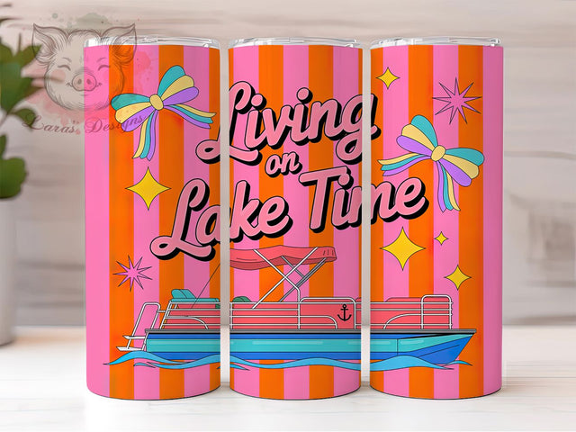 Redneck Pink Lake 20oz Tumbler Wrap, Living On Lake Time, Retro Lake Life, Pink Design, Country Living, 20oz Tumbler Wrap, Sublimation PNG Sublimation Lara' s Designs 