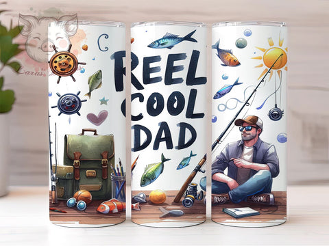 Reel Cool Dad 20oz Tumbler Png, Straight & Tapered Tumbler Png, Dad Fishing Tumbler Png, Digital Download PNG Sublimation Lara' s Designs 