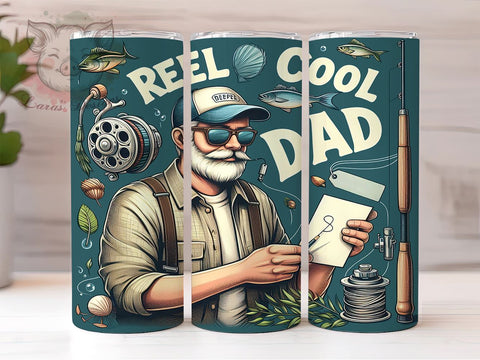 Reel Cool Dad 20oz Tumbler Png, Straight & Tapered Tumbler Png, Dad Fishing Tumbler Png, Digital Download PNG Sublimation Lara' s Designs 