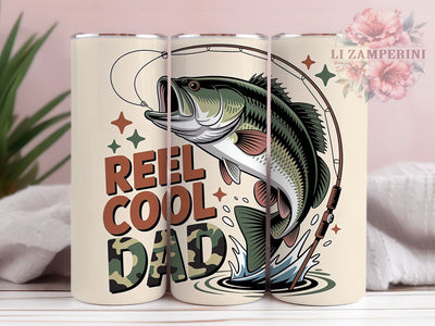 Reel Cool Dad 20oz Tumbler Wrap, Fishing Dad Gift, Bass Fishing Design, Funny Dad Quote, Father’s Day Gift, 20oz Tumbler Wrap, Sublimation PNG Sublimation Li Zamperini 