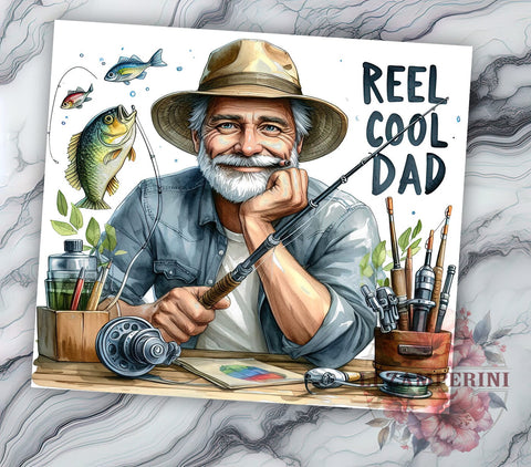 Reel Cool Dad 20oz Tumbler Wrap PNG, Funny Dad Quotes Tumbler Png, Straight & Tapered Tumbler Wrap, Instant Digital Download Sublimation Li Zamperini 