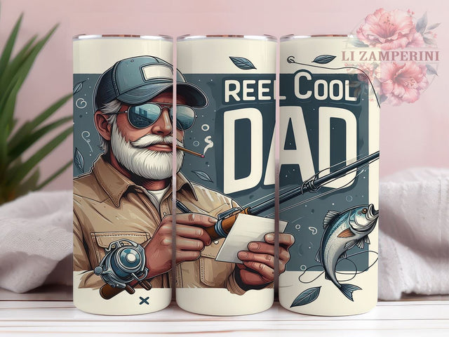 Reel Cool Dad 20oz Tumbler Wrap PNG, Funny Dad Quotes Tumbler Png, Straight & Tapered Tumbler Wrap, Instant Digital Download Sublimation Li Zamperini 