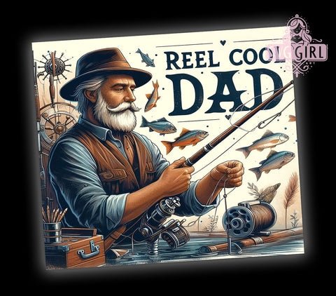 Reel Cool Dad 20oz Tumbler Wrap Sublimation Design, Straight Tapered Tumbler Wrap, Dad Fishing Tumbler Png, Instant Digital Download Sublimation SvggirlplusArt 