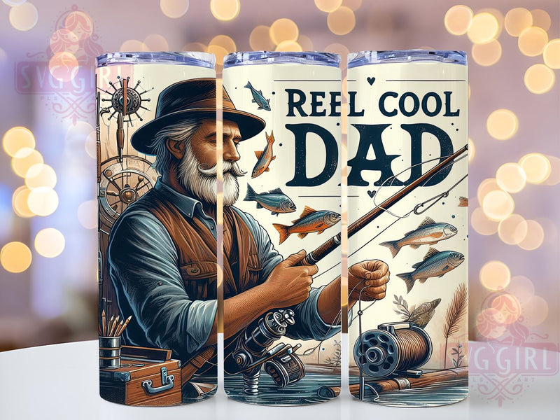 Reel Cool Dad 20oz Tumbler Wrap Sublimation Design, Straight Tapered Tumbler Wrap, Dad Fishing Tumbler Png, Instant Digital Download Sublimation SvggirlplusArt 
