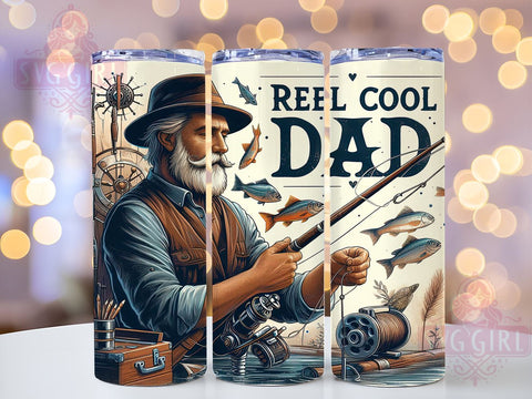 Reel Cool Dad 20oz Tumbler Wrap Sublimation Design, Straight Tapered Tumbler Wrap, Dad Fishing Tumbler Png, Instant Digital Download Sublimation SvggirlplusArt 
