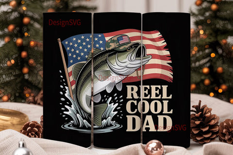 Reel Cool Dad 20oz Tumbler Wrap Sublimation DesignSVG 