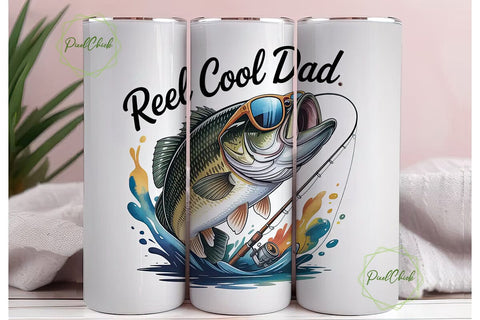 Reel Cool Dad 20oz Tumbler Wrap Sublimation PixelChick 