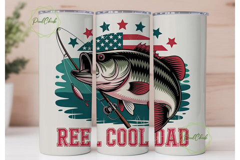 Reel Cool Dad 20oz Tumbler Wrap Sublimation PixelChick 