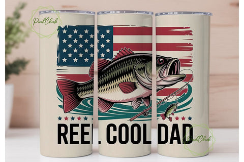 Reel Cool Dad 20oz Tumbler Wrap Sublimation PixelChick 