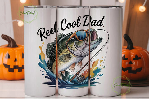 Reel Cool Dad 20oz Tumbler Wrap Sublimation PixelChick 