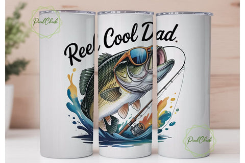 Reel Cool Dad 20oz Tumbler Wrap Sublimation PixelChick 