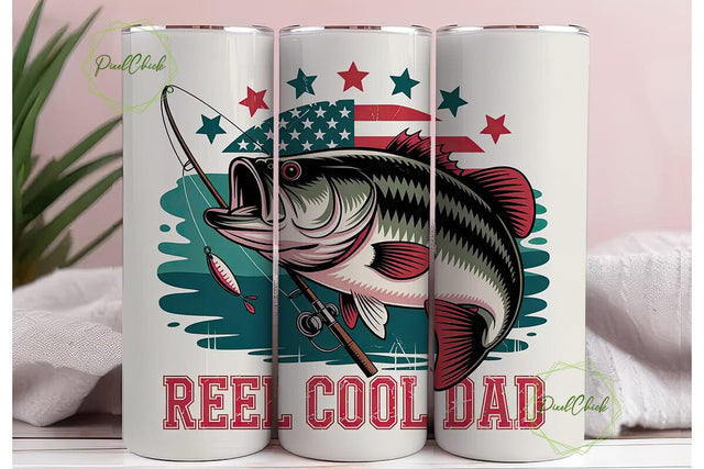 Reel Cool Dad 20oz Tumbler Wrap Sublimation PixelChick 
