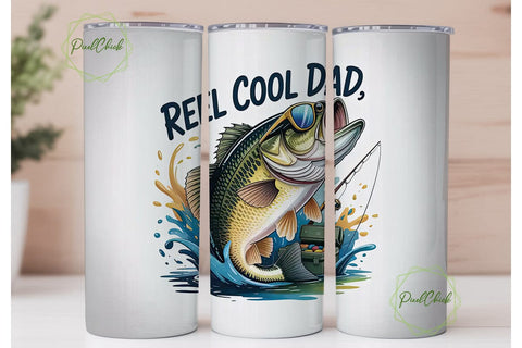 Reel Cool Dad 20oz Tumbler Wrap Sublimation PixelChick 