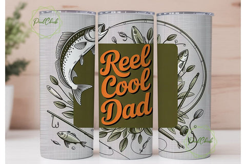 Reel Cool Dad 20oz Tumbler Wrap Sublimation PixelChick 