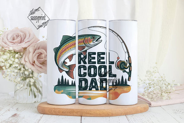 Reel Cool Dad 20oz Tumbler Wrap Sublimation sassyprint 