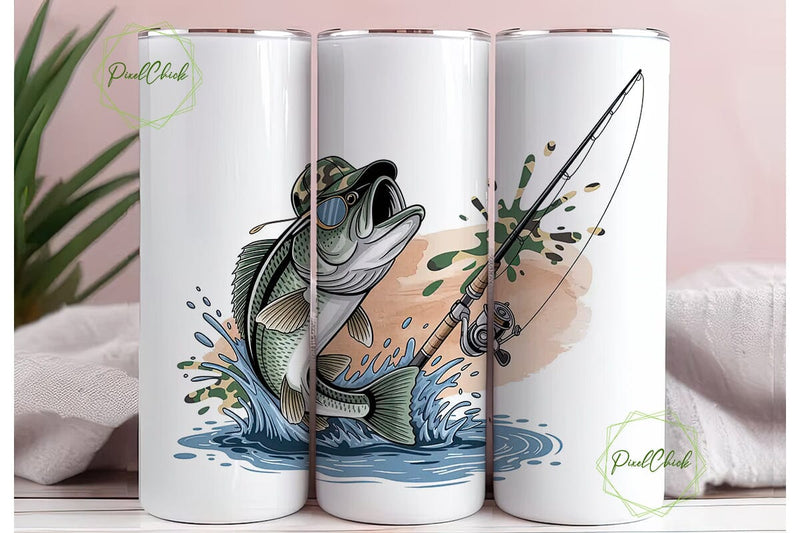 Reel Cool Dad Fish 20oz Tumbler Wrap Sublimation PixelChick 