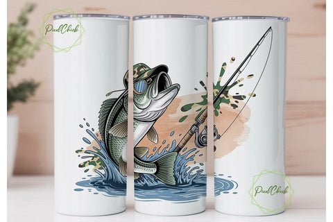 Reel Cool Dad Fish 20oz Tumbler Wrap Sublimation PixelChick 
