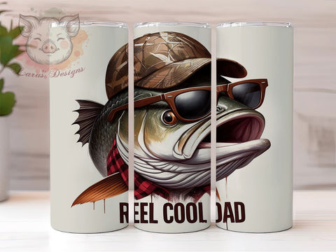 Reel Cool Dad Fishing 20oz Tumbler Png, Straight & Tapered Tumbler Png, Fishing Tumbler Png, Digital Download PNG Sublimation Lara' s Designs 