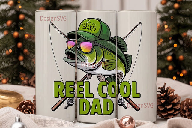 Reel Cool Dad Fishing 20oz Tumbler Sublimation DesignSVG 