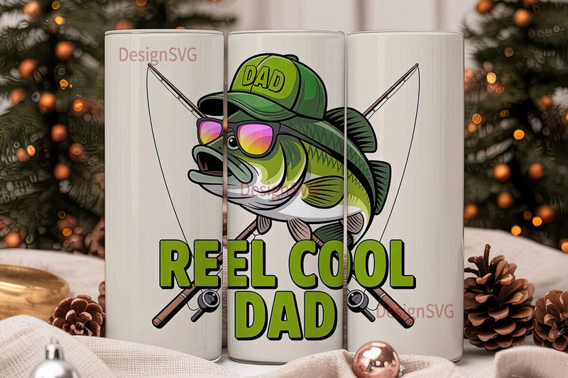 Reel Cool Dad Fishing 20oz Tumbler Sublimation DesignSVG 