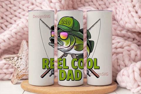 Reel Cool Dad Fishing 20oz Tumbler Sublimation DesignSVG 