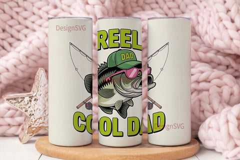 Reel Cool Dad Fishing 20oz Tumbler Sublimation DesignSVG 