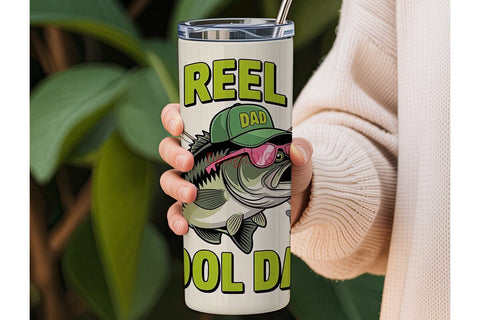 Reel Cool Dad Fishing 20oz Tumbler Sublimation DesignSVG 