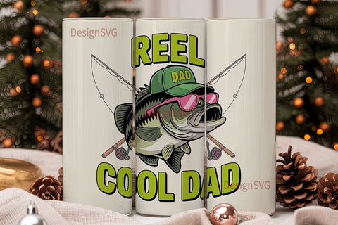 Reel Cool Dad Fishing 20oz Tumbler Sublimation DesignSVG 
