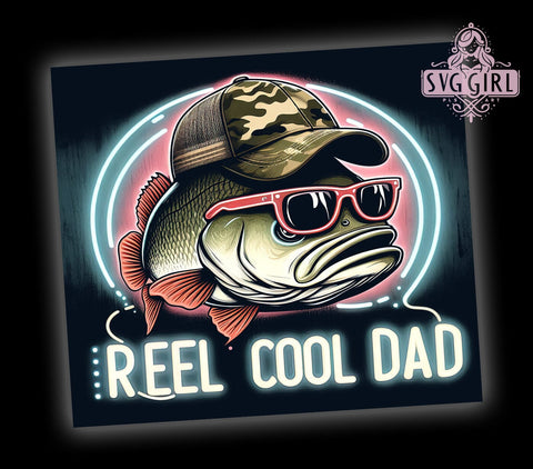 Reel Cool Dad Fishing 20oz Tumbler Wrap Sublimation Design, Straight Tapered Tumbler Wrap, Fishing Tumbler Png, Instant Digital Download Sublimation SvggirlplusArt 