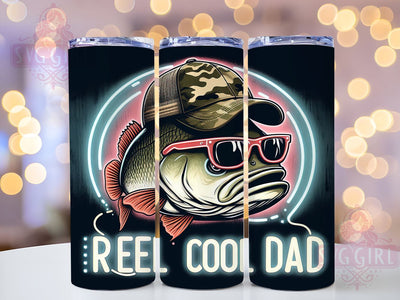Reel Cool Dad Fishing 20oz Tumbler Wrap Sublimation Design, Straight Tapered Tumbler Wrap, Fishing Tumbler Png, Instant Digital Download Sublimation SvggirlplusArt 