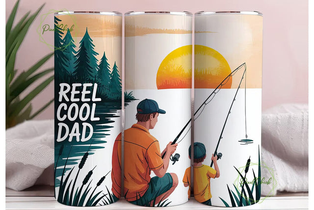Reel Cool Dad Fishing Skinny Tumbler Sublimation PixelChick 