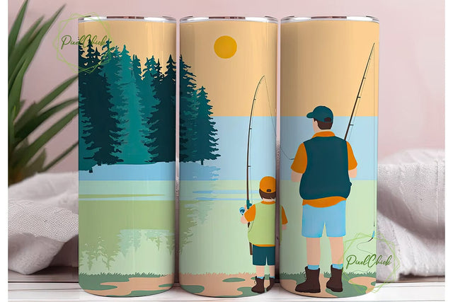Reel Cool Dad Fishing Skinny Tumbler Sublimation PixelChick 