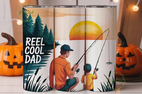 Reel Cool Dad Fishing Skinny Tumbler Sublimation PixelChick 