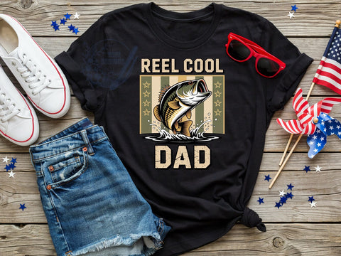 Reel Cool Dad Fishing T-Shirt PNG, Bass Fishing, Retro Poster, Angler Life, Sublimation PNG, Outdoor Shirt, Fishing Humor Sublimation ToriDesigns 
